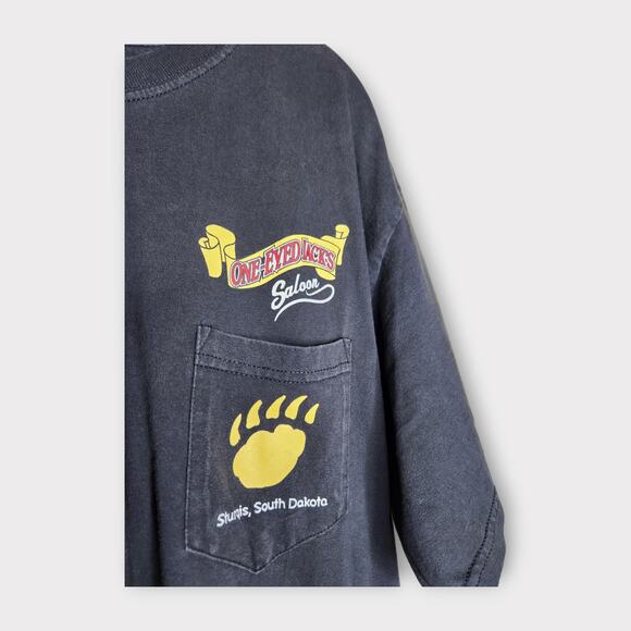 One Eyed Jack's Saloon T-Shirt Bear Paw Graphic Sturgis Flag Men's Size Large - Picture 2 of 5